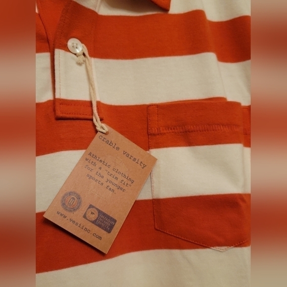 Crable Varsity Men's Large Orange and White Polo - Picture 2 of 7